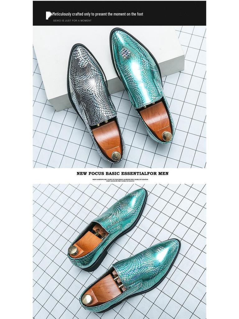 Men's Plus Size Leather Pointed Toe Slip-on Derby Shoes - Shiny Formal & Casual