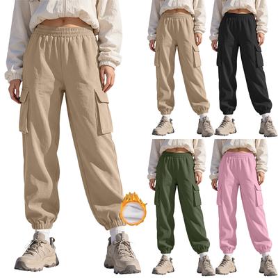 Gefütterte Cargo-Jogginghosen für Damen, lockere Passform, schmal zulaufend, lässige Hose für den Winter, tägliches Tragen