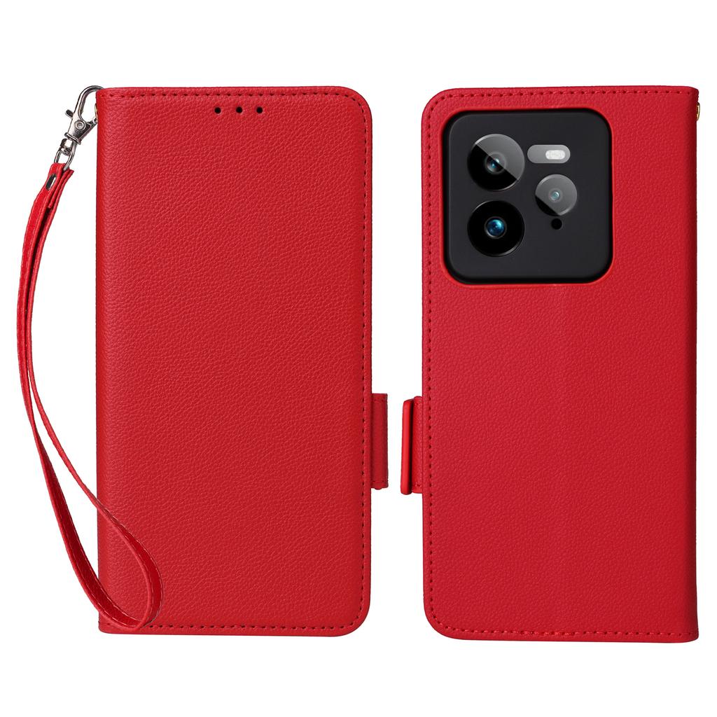 For Realme GT 7 Pro 5G Case with Wrist Strap Litchi Texture PU Leather Wallet Phone Cover