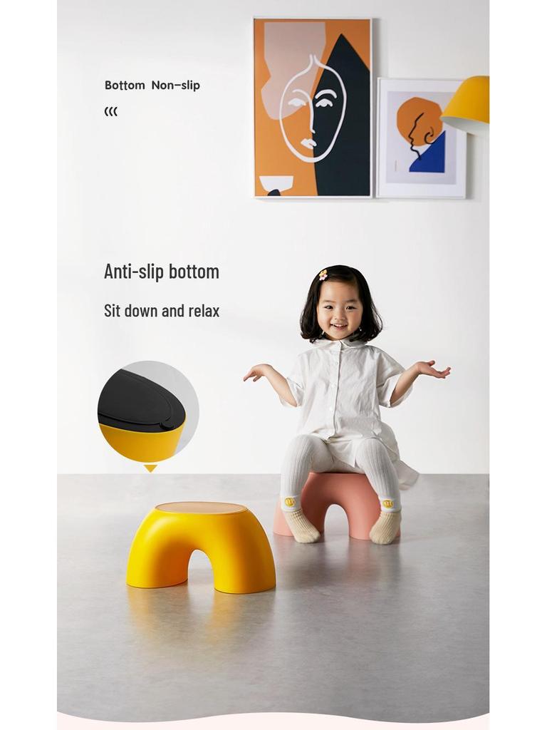Creative Rainbow Storage Stool for Kids - 3D Cushion, Non-slip, Round Foot Stool for Living Room or Shoe Changing.