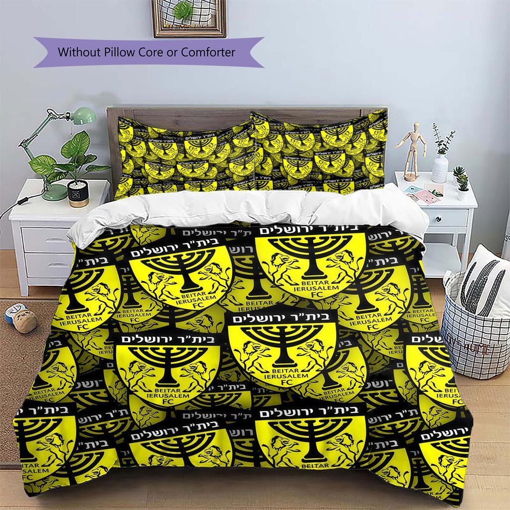 Beitar Jerusalem Pattern Bedding,Quilt Set Quilt Cover Pillowcase Home Birthday Gift(1 * Duvet Cover + 2 * Pillowcase, Without Core)