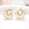 Korean Luxury C-Shaped Pearl & Diamond Imitation Silver Earrings - Versatile High-End Fashion