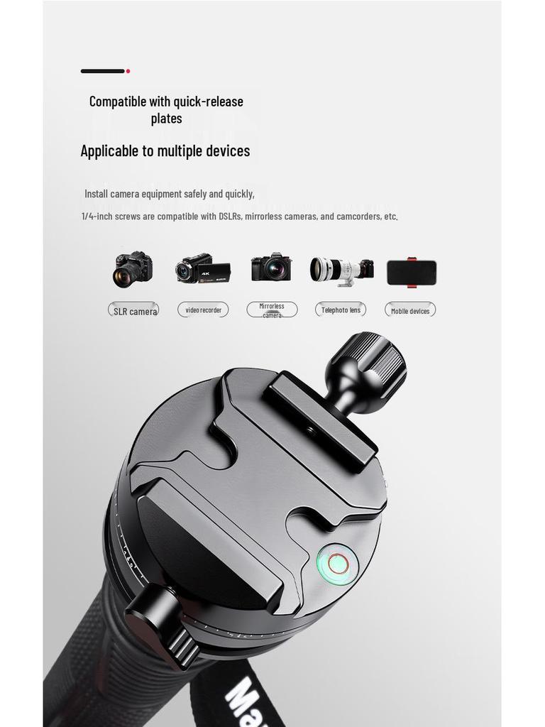 Carbon Fiber Monopod with 3K Texture and Leveling Ball Head - Large Diameter, Stable Camera Support for Concerts