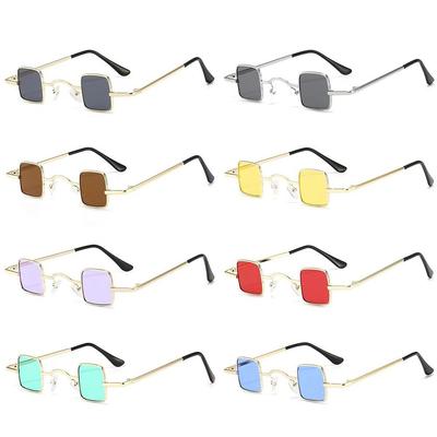 Candy Color Punk Sun Glasses Metal Frame Hip Hop Shades Vintage Mini Sunglasses  for Women & Men
