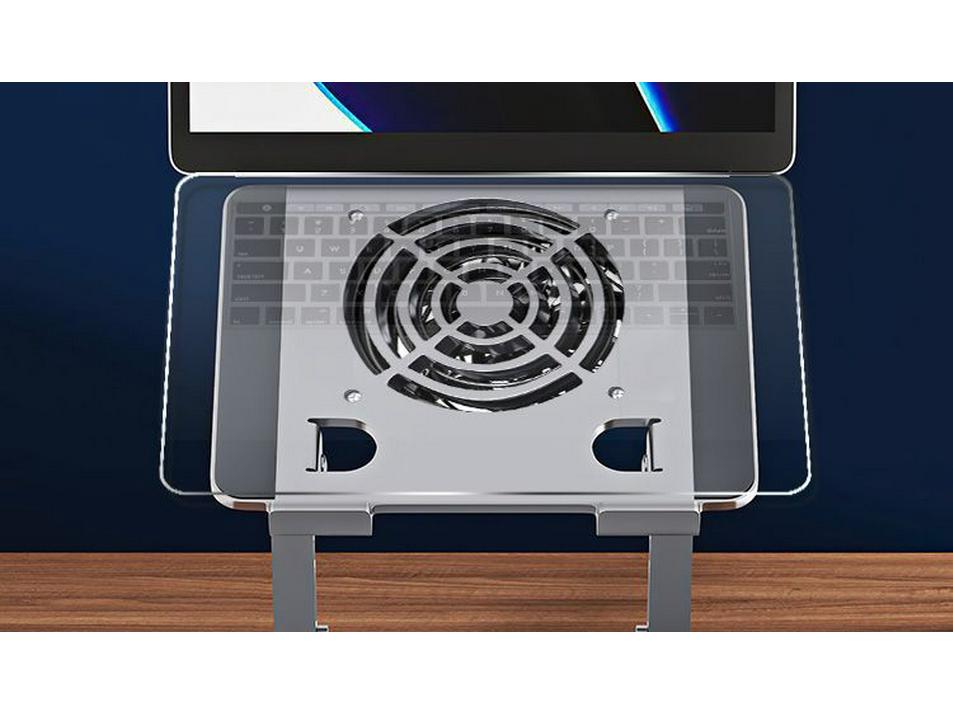 Universal Foldable Laptop Cooling Pad with Fan and Double-Layer Height-Adjustable Stand