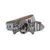 Adult Sequins Belt for Disco Party Waist Belt Rhinestones Skull Buckle Thin Waist Belt Street Cultures Enthusiasts Belt