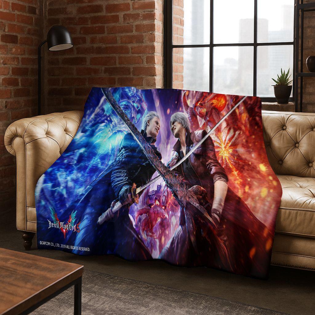 3D D-Devil May Cry DMC Hry Vergil Dante Flanelová deka, Teplá a útulná měkká přehozová deka pro domácí ložnici postel pohovku Dětský dárek