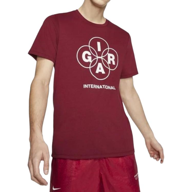 Nike Running T Shirts Men's Red Crew Neck Moderate