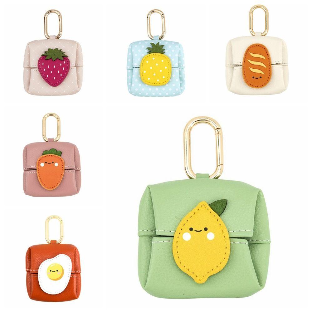 Multipurpose Leather Earphone Bag Cute Fruit Coin Purse Storage Bag Mini Lipstick Bag  Student