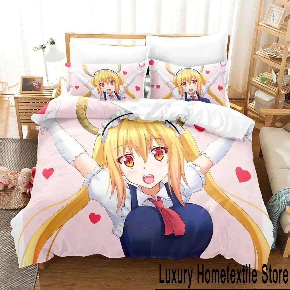 Anime Miss Kobayashi's Dragon Maid Bedding Set Duvet Cover Bed Set Quilt Cover Pillowcase Comforter King Queen Size Boys Adult