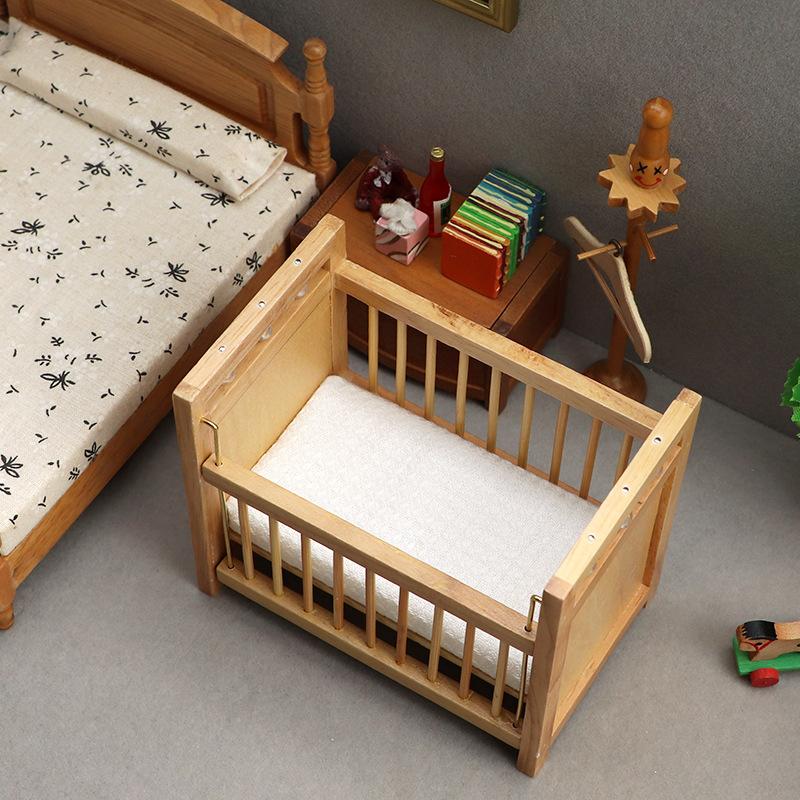 1:12 Dollhouse Miniature Baby Bed Wooden Cradle Baby carriage Baby Walker Doll House Accessories For Dollhouse Decoration New