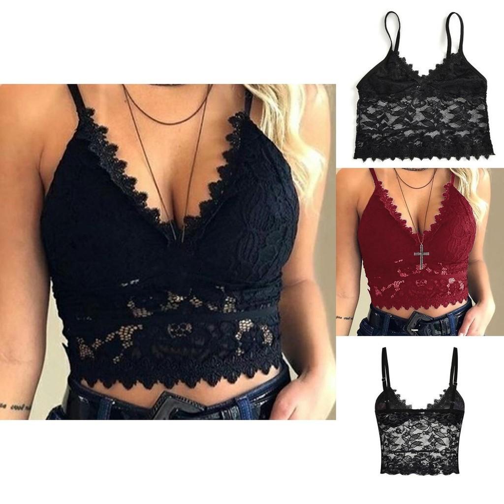 Elegant Lace Women's Bralette Cami Top With Sexy V-neck And Spaghetti Straps