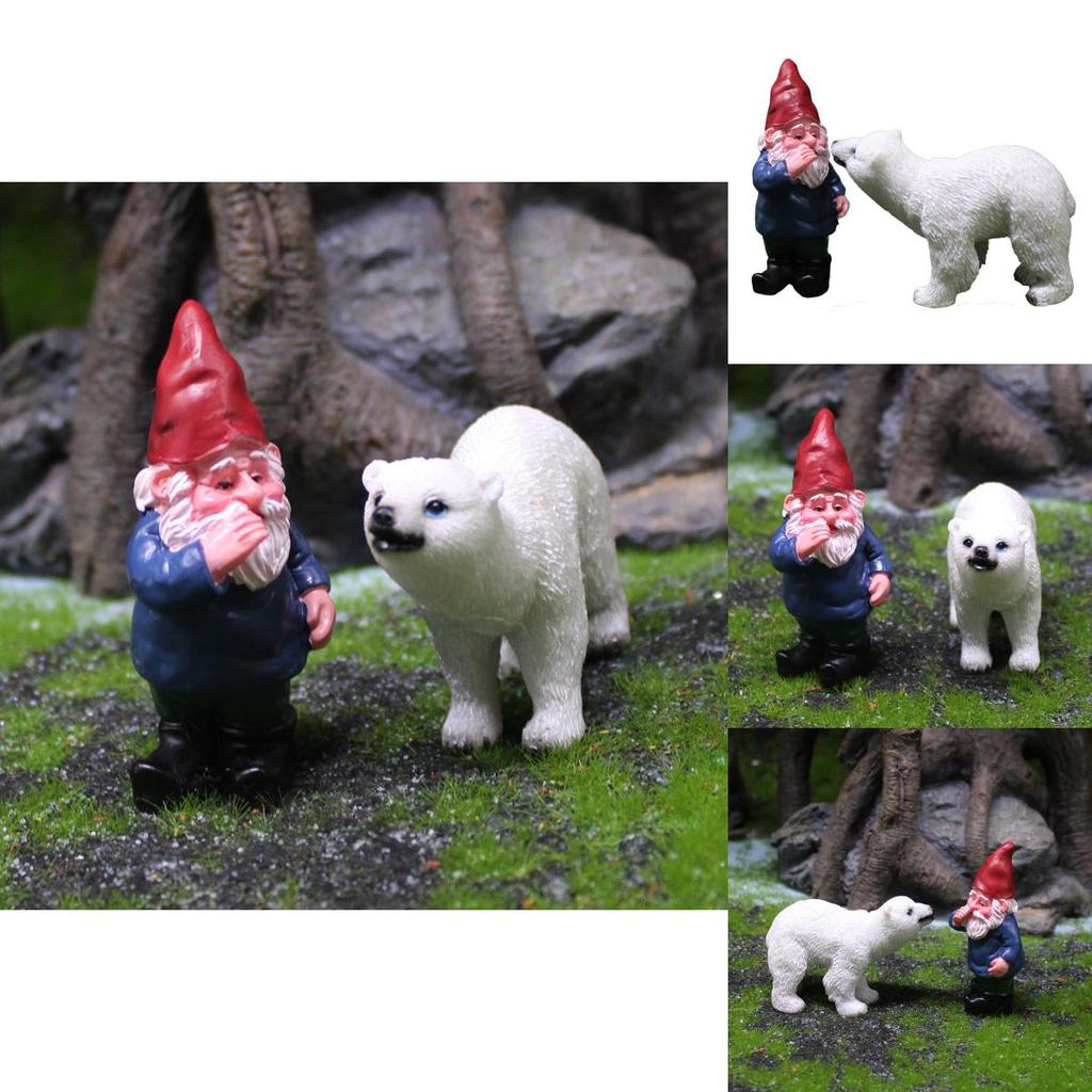 Dwarf And Arctic Bear Garden Micro Landscape Resin Decor With Creative Elements For Festive Events