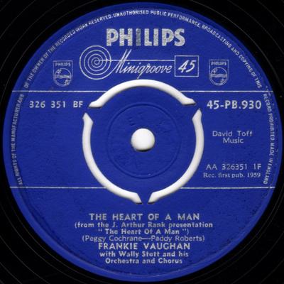 7inch Record FRANKIE VAUGHAN, WALLY STOTT & HIS  - The Heart Of A Man 45PB930 Philips 1959 UK Jazz Used