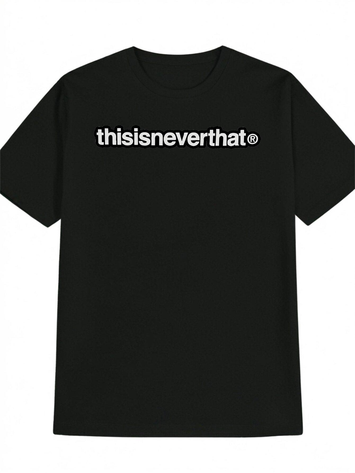 Casual Crew Neck T-shirt with thisisneverthat Print - Black S