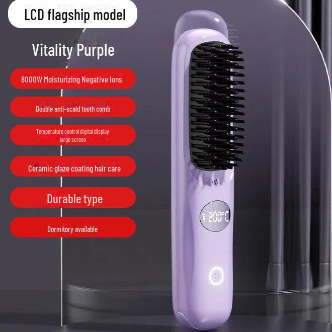 Ionen-Haarglättungskamm mit LCD-Display – Doppelfunktion, tragbar für Zuhause und im Wohnheim