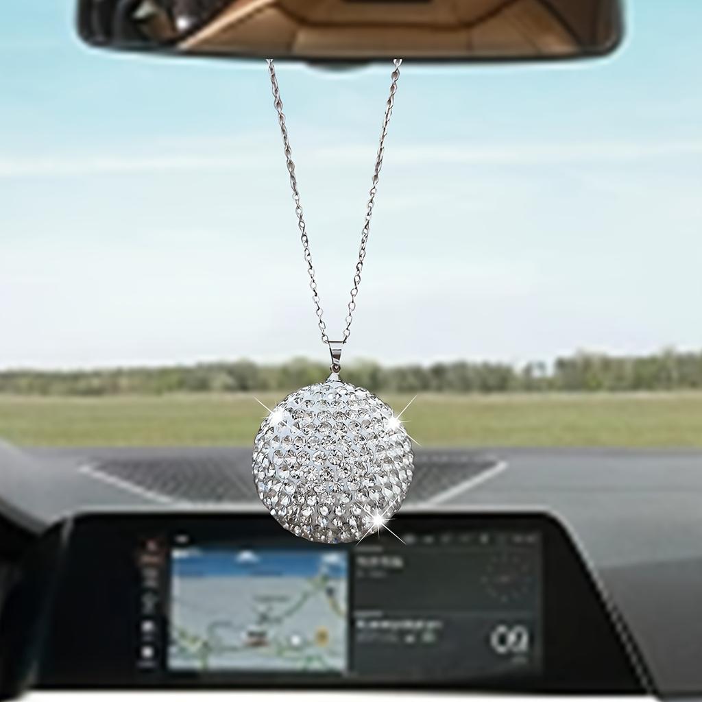 1PC Diamond Studded Car Crystal Ball Pendant, Full Diamond Round Ball, Car Rearview Mirror Decoration Pendant