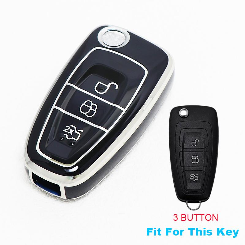 For Ford Mondeo Focus 3 Mk3 Kuga Fiesta Escape Ecosport Tpu Remote Car Key Case Cover Keyless Auto Shell Fob Holder Accessories