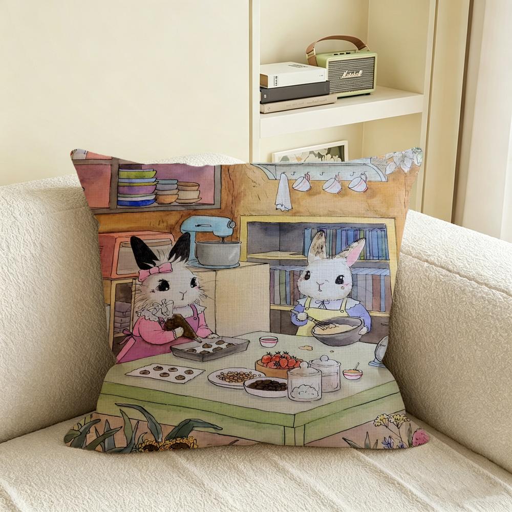 L-Longlegsart Cushion Cover Natural Linen Pillowcase Set, All-In-One Decor For Sofa, Bedroom & Chair