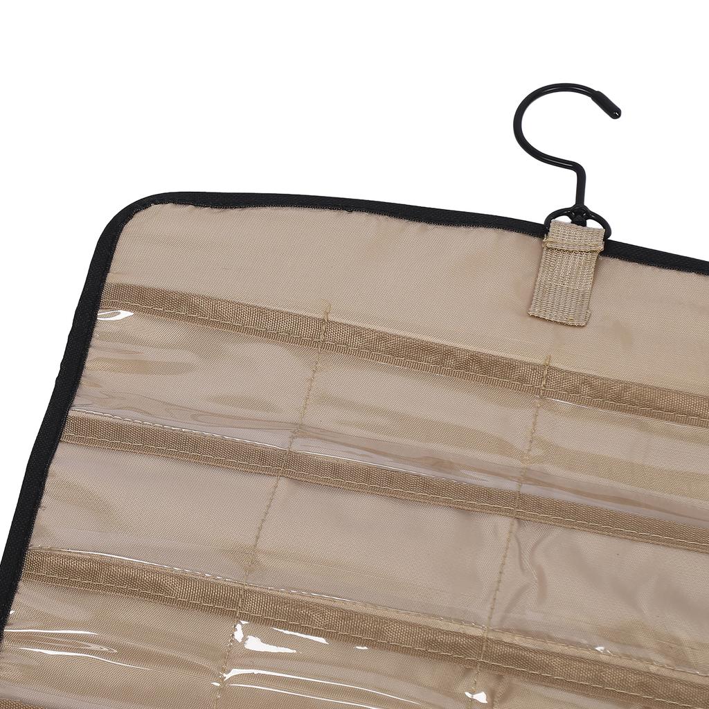 Portable Hanging Jewelry Storage Roll with Metal Hooks Double Sided Jewelry Holder Rack