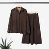 ZANZEA Women Long Sleeve Blouse and Long Skirts Stripe Print Two Piece Suit Sets