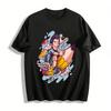 Boy Riding Winged Pencil Graphic Tee Trendy Casual Top For Students Pure Cotton T-shirt