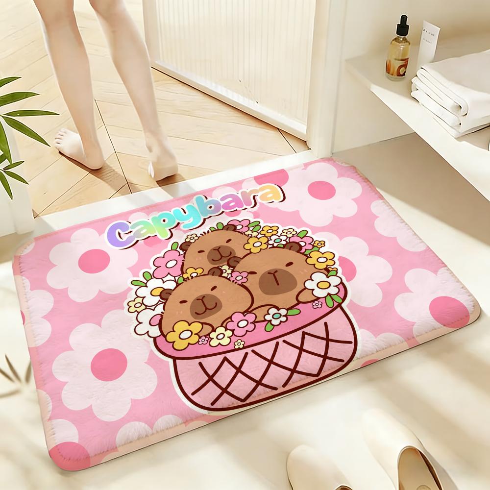 Soft Absorbent Non-Slip Rug Cute Capybara Floor Mat Home Decor Doormat Bedroom Floor Mat Shower Carpet