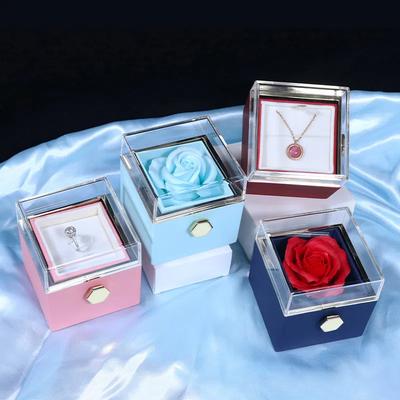Creative Rotating Valentine's Day Soap Flower Gift Box Rose Jewelry Box For Rings Necklaces And Jewelry Storage