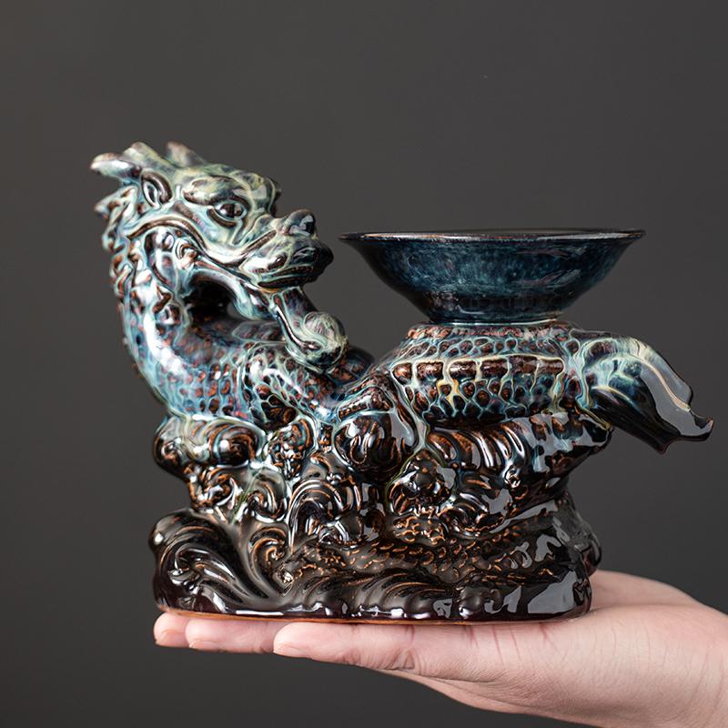 1 set, creative lazy tea set, semi-automatic dragon teapot, magnetic rotating water-conducting tea set, Chinese Kung Fu tea set