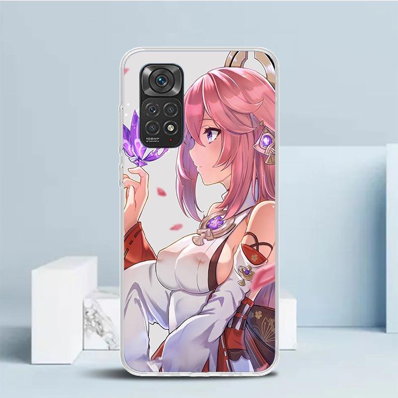 Yae Miko Genshin Impact Phone Case For Xiaomi Redmi Note 15 14 14S 13 12S 12 Pro Plus 11S 11 11T 11E 10S 10 + Soft TPU Back Cove