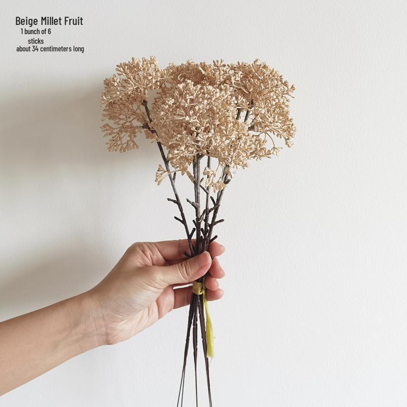 Wabi-Sabi Retro Floral Arrangement with Eucalyptus & Reed Grass for Home Decor & Photography