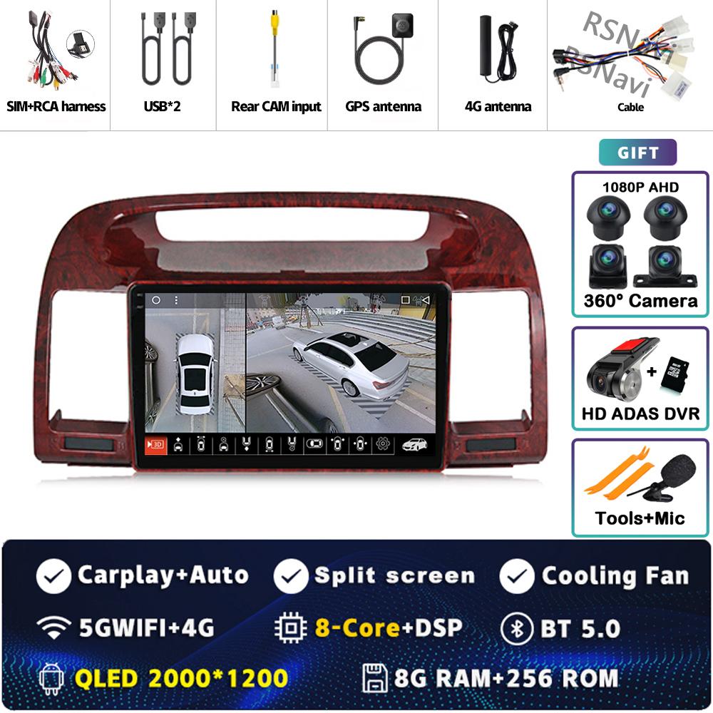Android 14 Carplay Car Radio For Toyota Camry 5 XV 30 2001 2002 - 2006 Multimedia Video Player Navigation GPS Stereo 2Din DVD BT