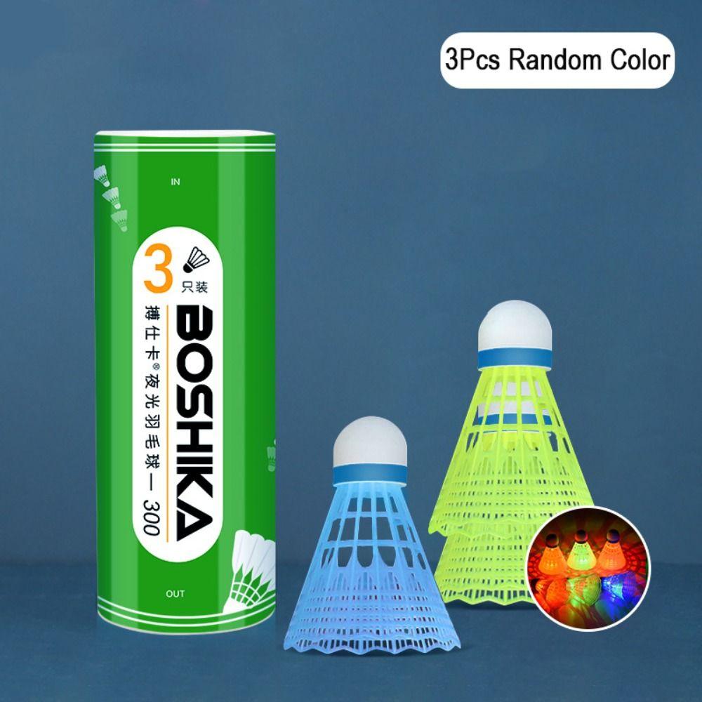 2/3/4/8 peças de peteca de plástico para badminton com iluminação para badminton em ambientes internos e externos à noite