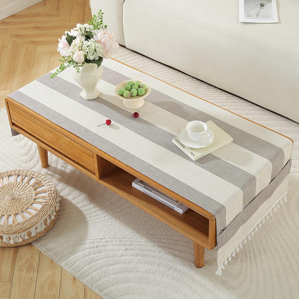 Rectangle Tablecloth Coffee Table Mat Table Mat Fabric Embroidery Jacquard Tassel Household Dust Cover