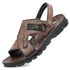 Herre Sandaler i Mykt Lær som Puster - Hul, Sommer Sko med Dobbelt Bruksområde