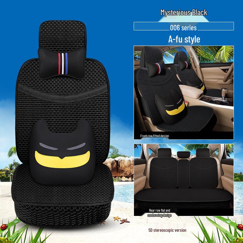 Four Seasons Ice Silk Car Seat Cushion with Cartoon Chinese Knot Design