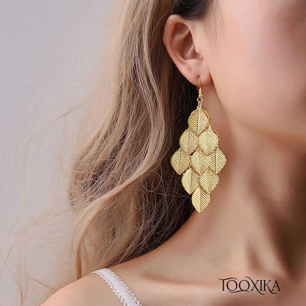 

Tooxika кисточка темперамент длинные серьги-листочки серьги богемные модные металлические свадебные серьги для женщин