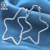 925 Sterling Silver Star 55mm Hoop Earring Jewelry