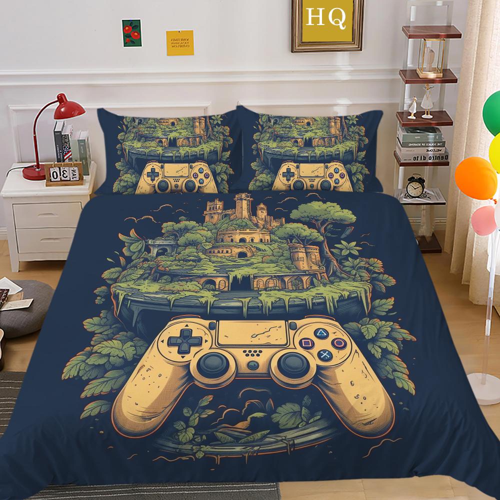 Set da letto 3D con stampa di console di gioco per la casa, moda ragazzo, copriletto taglia singola, set copripiumino, poliestere, tessili per la casa