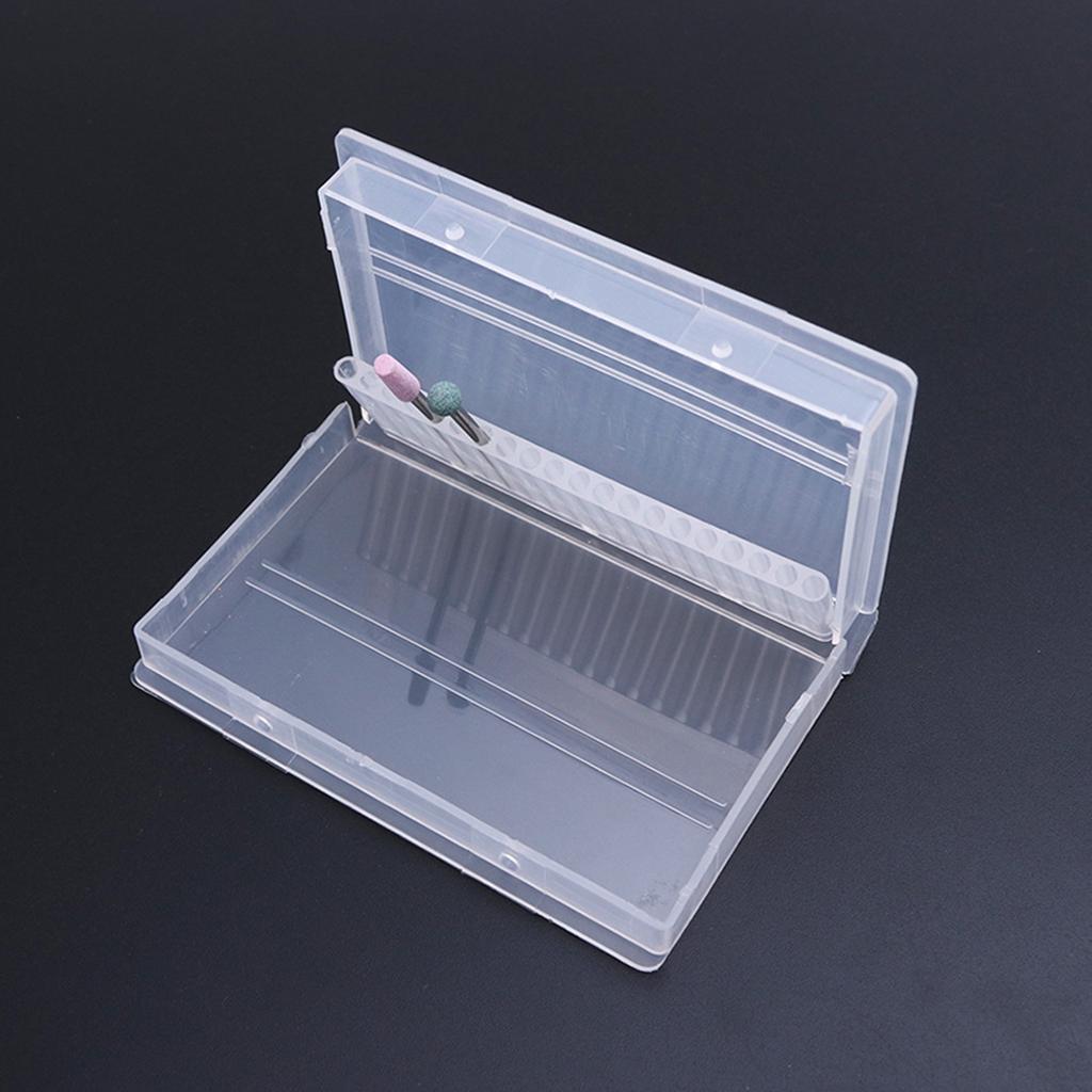 Lightweight 20 Slots Clear Nail Drill Bit Brush Plastic Storage Box Holder Container Manicure Cutters Display Nail Tools
