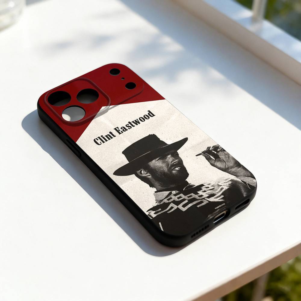 Cool Clint EastwoodS Cowboy Phone Case For iPhone 11,12,13,14,15,16,17,Pro,Max,Plus,E,SE4,Air,Mini Black Soft Cover