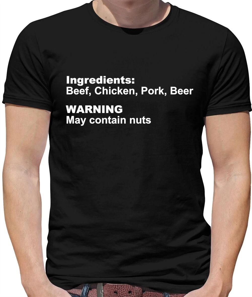 Human Ingredients May Contain Nuts Mens T-Shirt - Funny - Food - Beer - Gift M