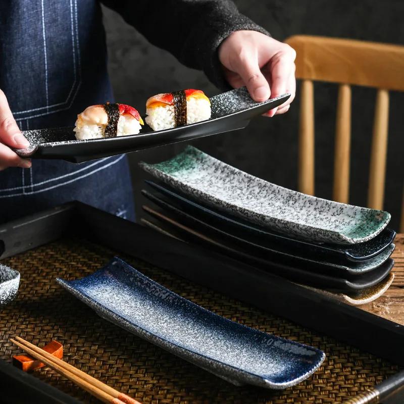 Japanese Ceramic Creative Boat Board Sushi Board Style Leaf Sashimi Board Japanese Tableware.