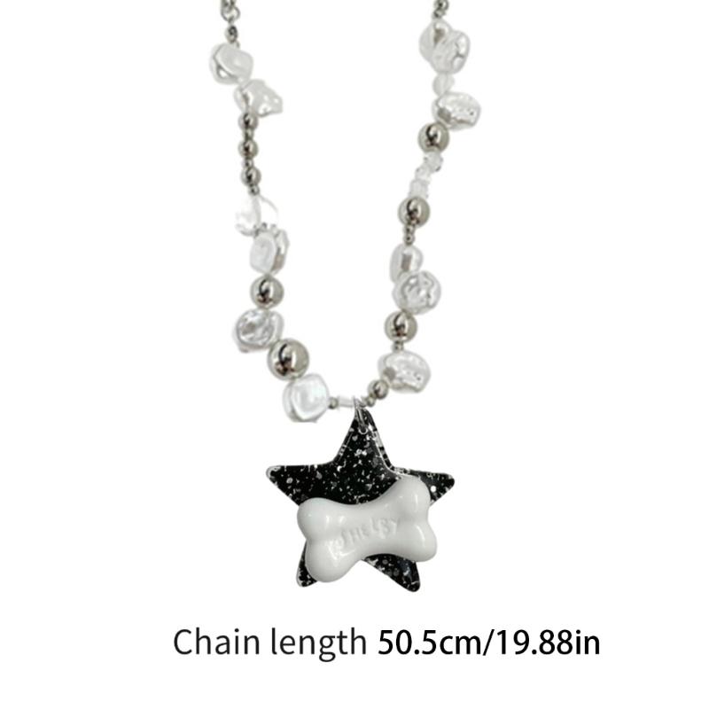 Y2K Star Bone Pendant Necklace for Women Fashion Egirl Emo Punk Grunge Clavicle Chain Fashion Valentines Day Gifts