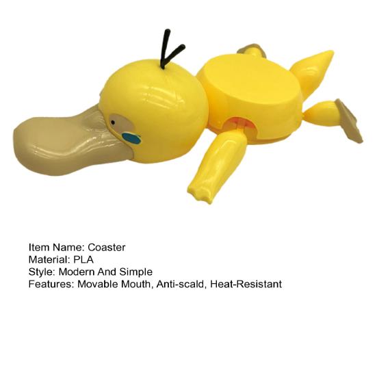 Cartoon Duck Coaster with Movable Mouth Anti-scald Heat-Resistant Cup Holder Kitchen Countertop Coffee Mug Holder Decoration