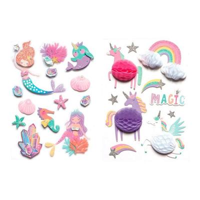 23 Adesivos 3D 6 cm - Unicórnios &; sirenes