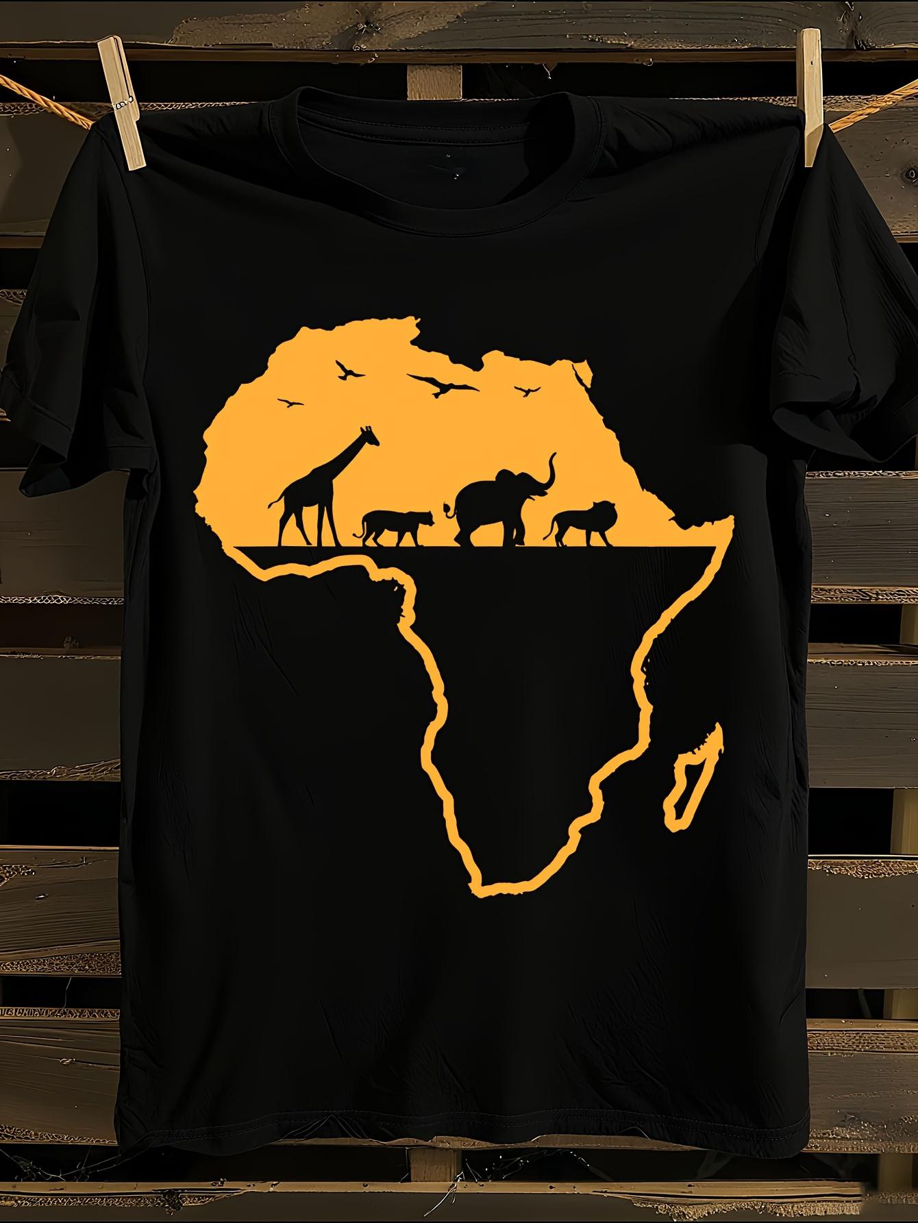 100% African Wildlife Print Tshirt M