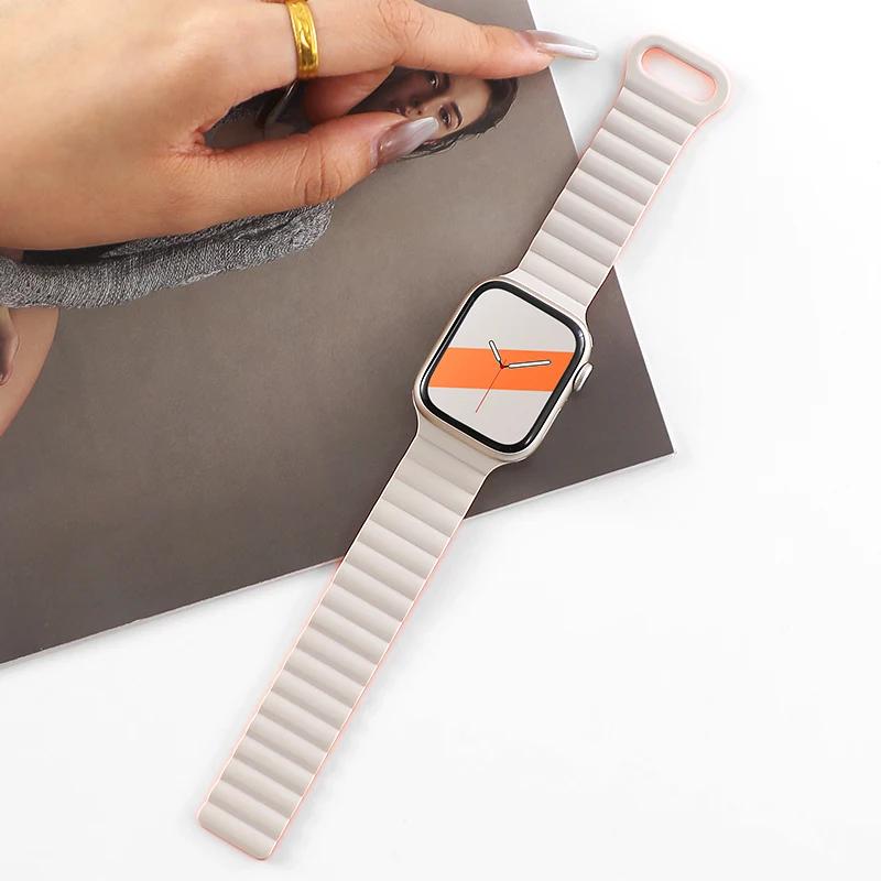 Silicone Magnetic Strap for Apple Watch 11 10 46mm 42mm Ultra 3/2 49mm Sports Bracelet iWatch 9 8 7 6 5 4 SE 45mm 44mm 41mm Band