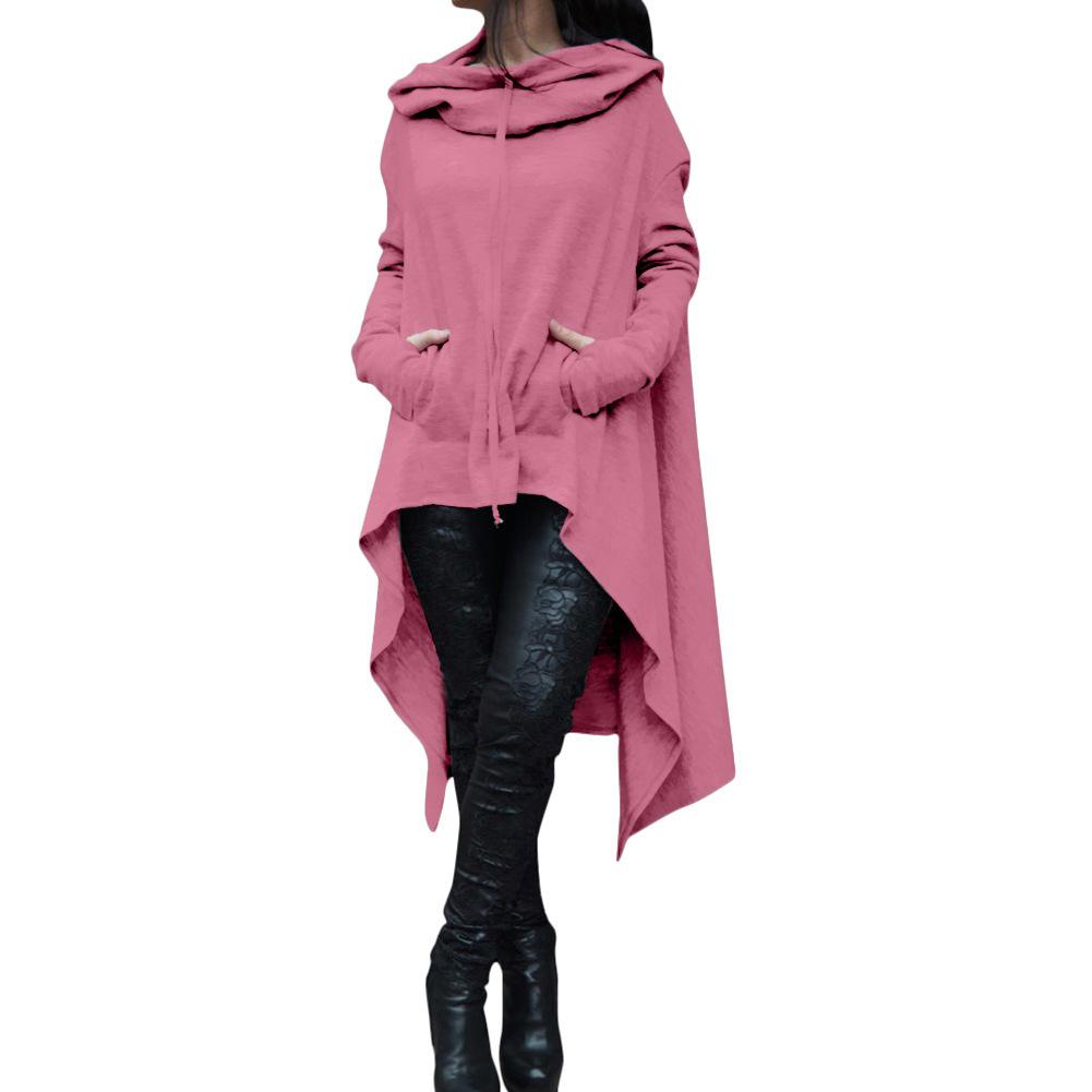 Felpa con cappuccio lunga tinta unita stile europeo americano 9308 per autunno e inverno