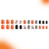 24Pcs Halloween Fake Nail With Spooky Ghostly Stripes Pumpkin Bat Patterns Plastic Nail Art For Women Party Decoration
